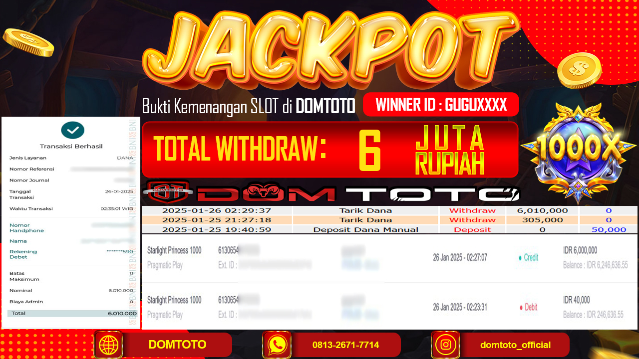 JACKPOT SLOT STARLIGHT PRINCESS 26  JANUARI 2025